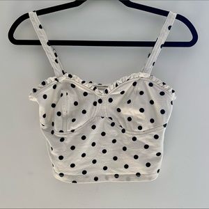 Abercrombie & Fitch/CropTop/Ivory Black Dot